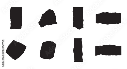 Rock Stone Silhouette Set Natural Geometric Shape Vector Collection