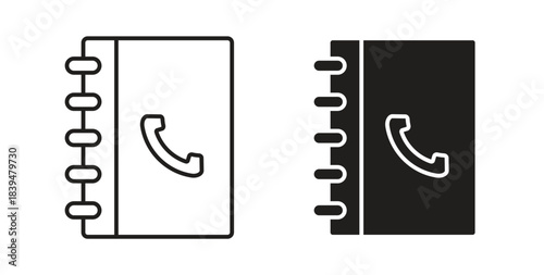 Phone book icons silhouettes. Vector elements for design.