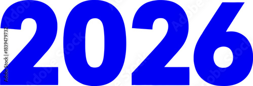 Blue year 2026 on white background, future concept, upcoming new era Vector