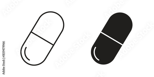 Pill capsule icons silhouettes. Vector elements for design.