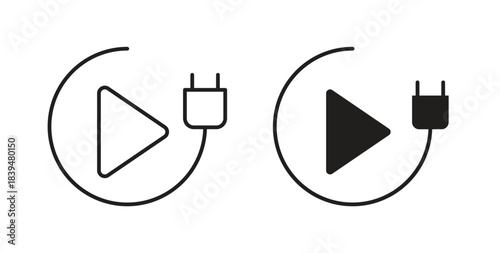 Plug and play icons silhouettes. Vector elements for design.