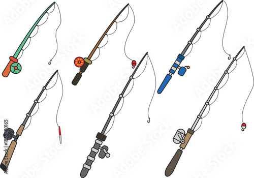 Fishing Rods and Reels Collection fsfwerfw vector