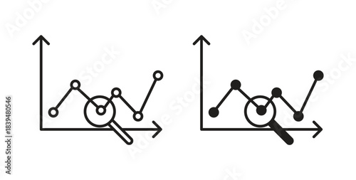 Predictive analytics icons silhouettes. Vector elements for design.