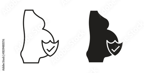 Pregnancy insurance icons silhouettes. Vector elements for design.