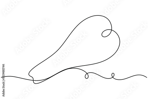 Fried chicken icon continuous one line drawing on white background minimalist drumstick leg wing sign symbol outline vector illustration