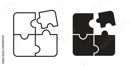 Puzzle icons silhouettes. Vector elements for design.