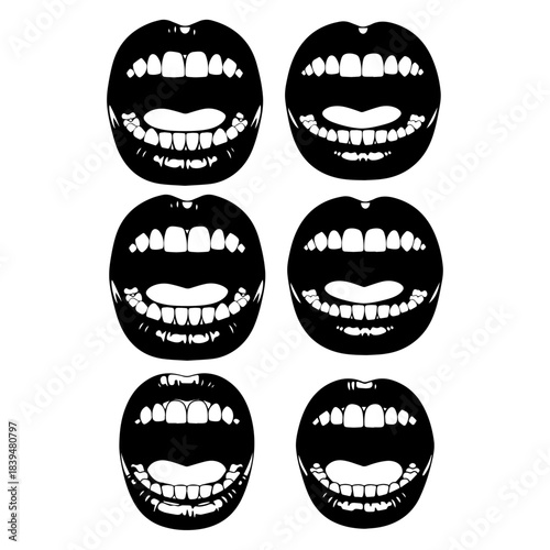 open mouth with tongue and teeth display
