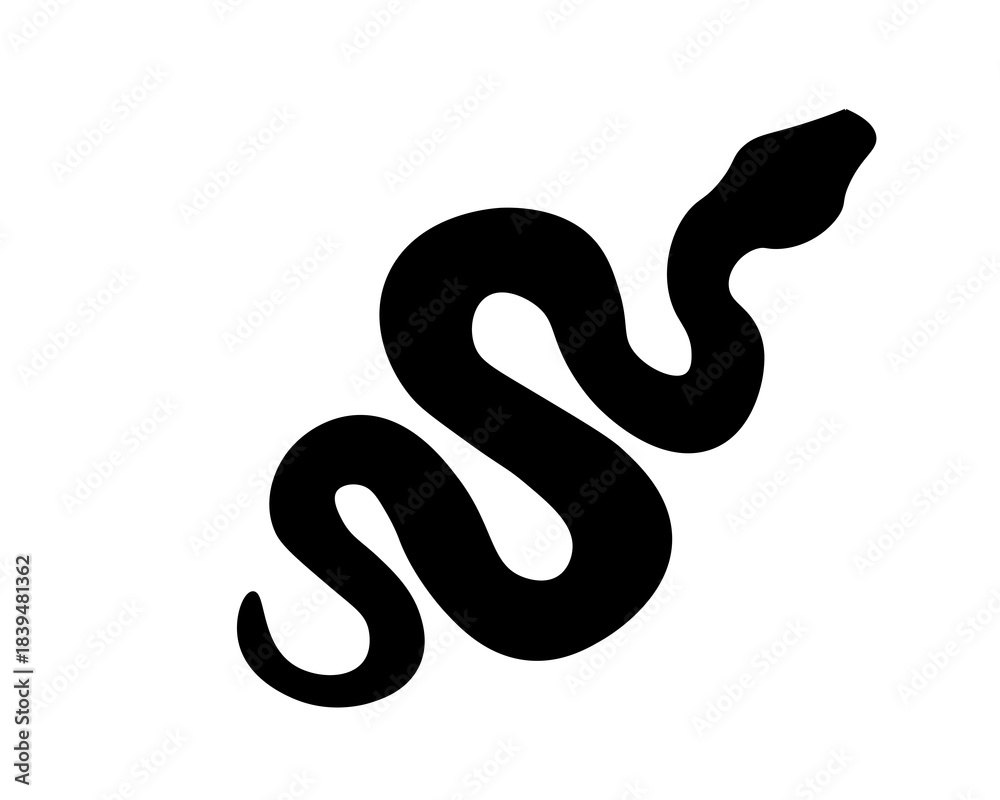 Fototapeta premium Snake Black Silhouette Coiled Isolated on White Background Vector Icon