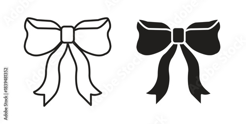 Ribbon bow icons silhouettes. Vector elements for design.