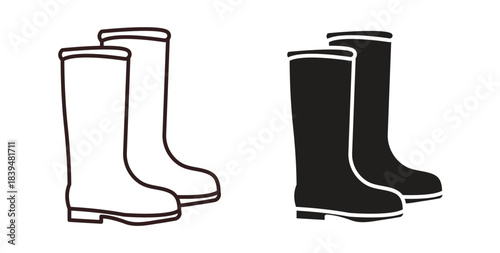 Rubber Boots icons silhouettes. Vector elements for design.
