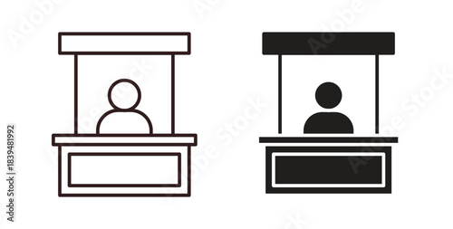 Sales booth icons silhouettes. Vector elements for design.