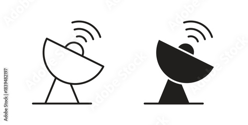 Satellite dish icons silhouettes. Vector elements for design.