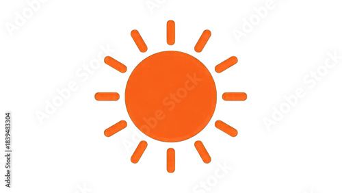 Orange sun icon isolated on a transparent background
