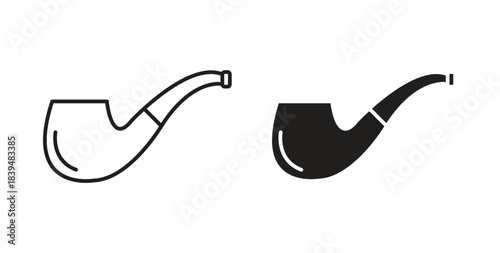 Smoking pipe icons silhouettes. Vector elements for design.