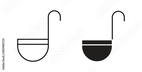 Soup ladle icons silhouettes. Vector elements for design.