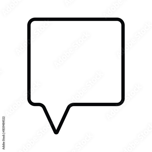 Minimalist Speech Bubble Outline Icon, Simple Chat Message Symbol, Black Line Communication Vector EPS 10