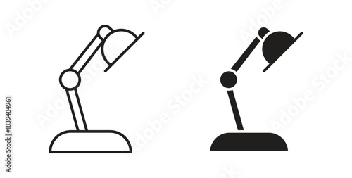 Table lamp icons silhouettes. Vector elements for design.