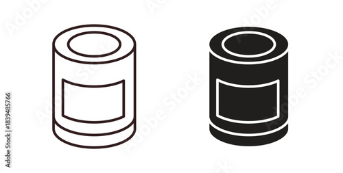 Tin can icons silhouettes. Vector elements for design.