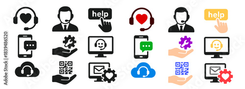 Customer Support and Help Desk Icons – Communication, Service Tools and IT Assistance