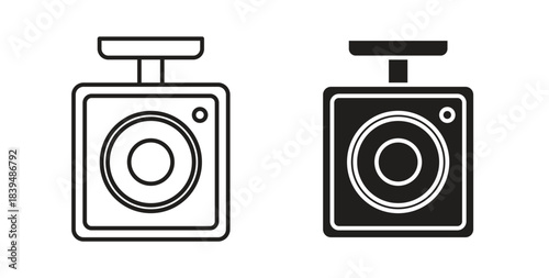 Vehicle dvr camera icons silhouettes. Vector elements for design.