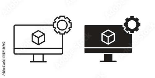 Virtual machine icons silhouettes. Vector elements for design.