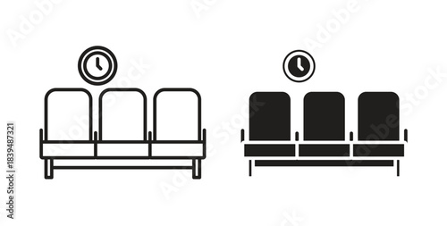 Waiting Room icons silhouettes. Vector elements for design.