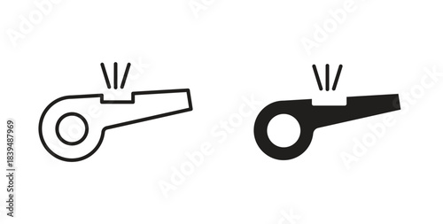 Whistle icons silhouettes. Vector elements for design.