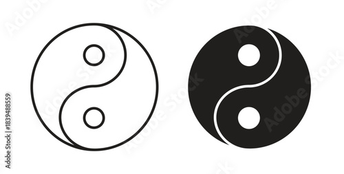 Yin yang icons silhouettes. Vector elements for design.