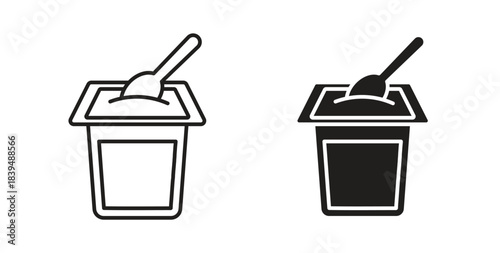Yogurt container icons silhouettes. Vector elements for design.