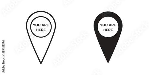 You are here icons silhouettes. Vector elements for design.