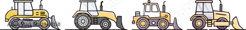 Industrial bulldozer icon using bold clean lines ideal for construction machinery concepts in minimal vector art