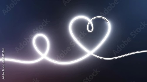 Glowing Neon Heart Shape on Dark Background.