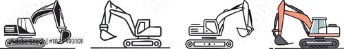 Excavator icon with bold construction machinery outline perfect for industrial engineering and site equipment illustrations