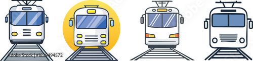 Train front view icon with clean bold outline for modern railway transport graphics in minimal vector design