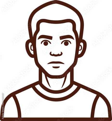 Deep espresso skin tone outline portrait icon with smooth vector lines