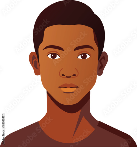 Minimal portrait of a person with deep russet skin tone and soft shading