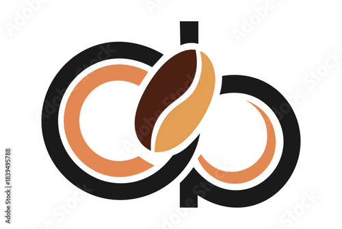 Coffee logo with letter C and B isolated on white background for branding