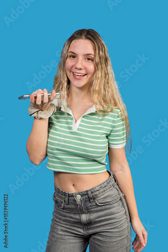 Young woman smiling using smartphone for communication