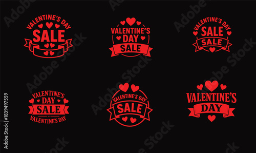 set of labels for sale of valentines day 