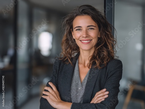 Wallpaper Mural Confident Businesswoman With Arms Crossed Smiling Professional Woman in Formal Wear Successful Brunette Entrepreneur Posing in Office Interior Portrait of Successful Female Leader Torontodigital.ca