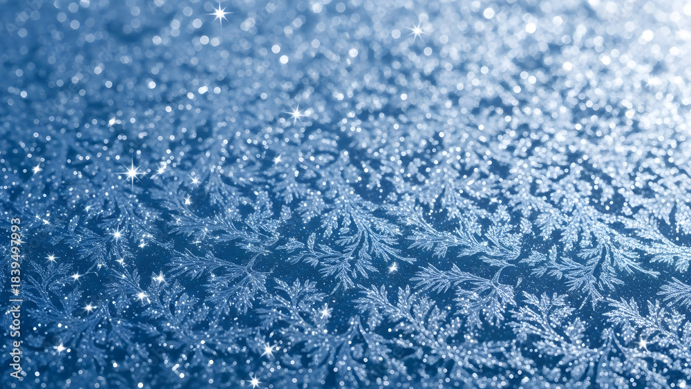 Obraz premium Frozen ice crystal macro texture with cool winter blue tones for seasonal backgrounds