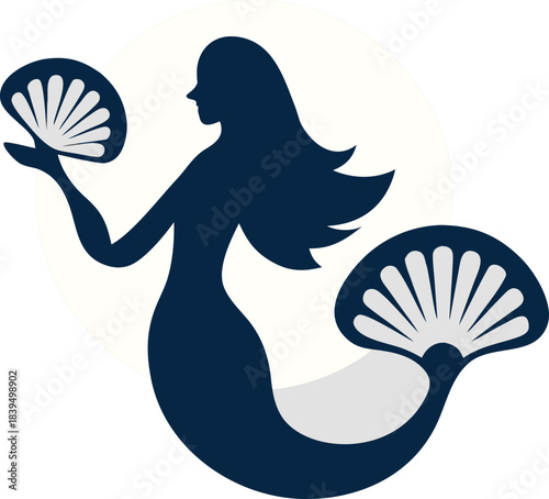 Minimal mermaid silhouette ideal for nautical graphics, kids’ artwork, magical storytelling, and clean modern logo design.
