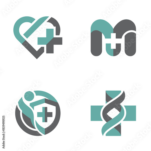 Modern Abstract Vector Healthcare and Medical Logos, a dynamic collection of Health, Wellness Symbols and Designs for innovative branding.