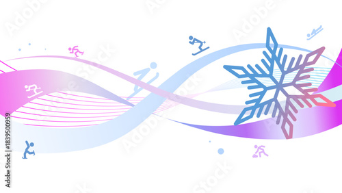 winter sports background with snowflake and copy space
