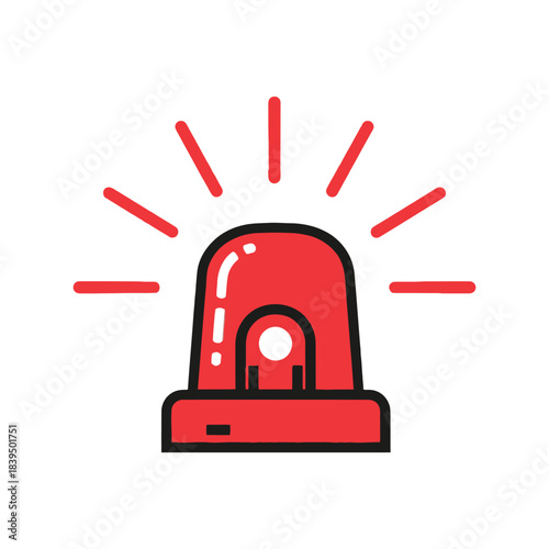 A simple red siren icon with radiating lines signaling an emergency
