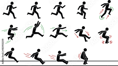 Set of construction worker silhouettes with yellow helmets, heavy excavator machinery, builders working with tools, vector illustration isolated on white.