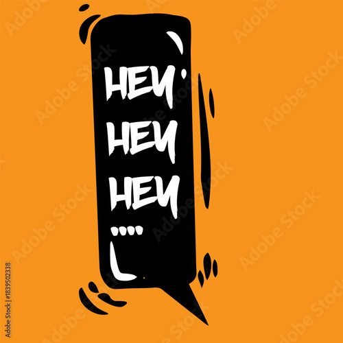 White Brush Script inside a Black Speech Bubble, Isolated on a Vibrant Orange Background, Ideal for Social Media Callouts, Comic Book Art, and High-Energy Digital Marketing Graphics