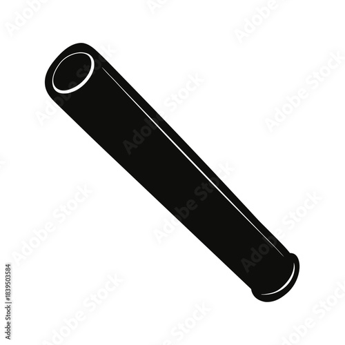 Simple black cylindrical pipe tube element isolated icon vector