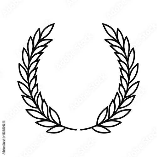 Gold laurel wreath vector illustration: winner award crown frame design