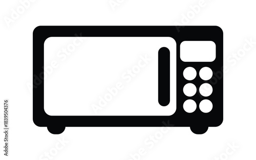 Microwave oven icon appliance for kitchen cooking or reheating food black and white